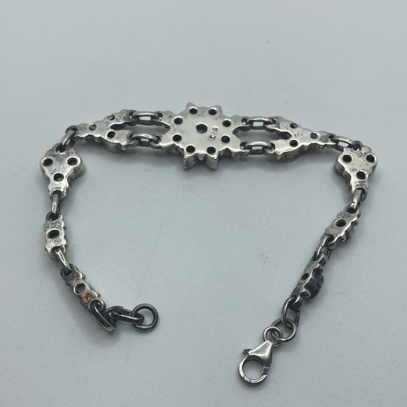 Vtg sterling silver crystal flower floral motif bracelet adjustable 7.2”- 8” - Picture 6 of 8